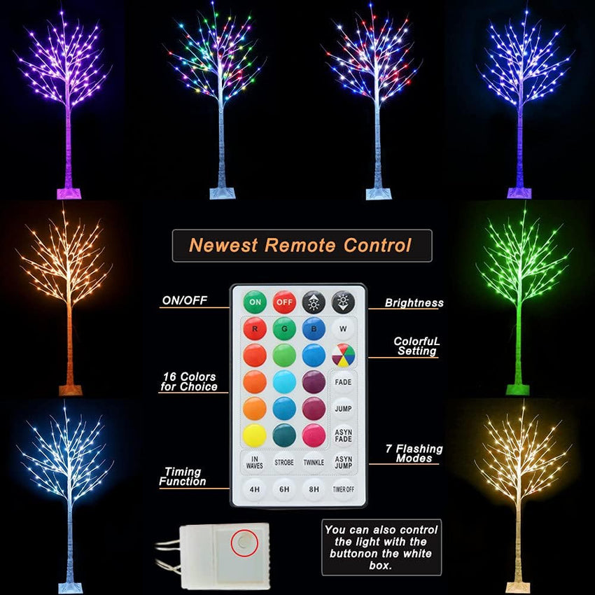 7ft 150 LED Colorful Birch Tree with Remote Control
