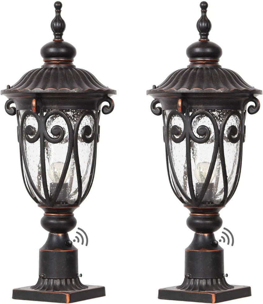 23 Large Outdoor Wall Light for Porch. 2 Pack Aluminium Exterior Wall Mount Lantern for House. Vintage Bronze Outside Wall Sconce with Clear Seeded Glass Shade for Garage
