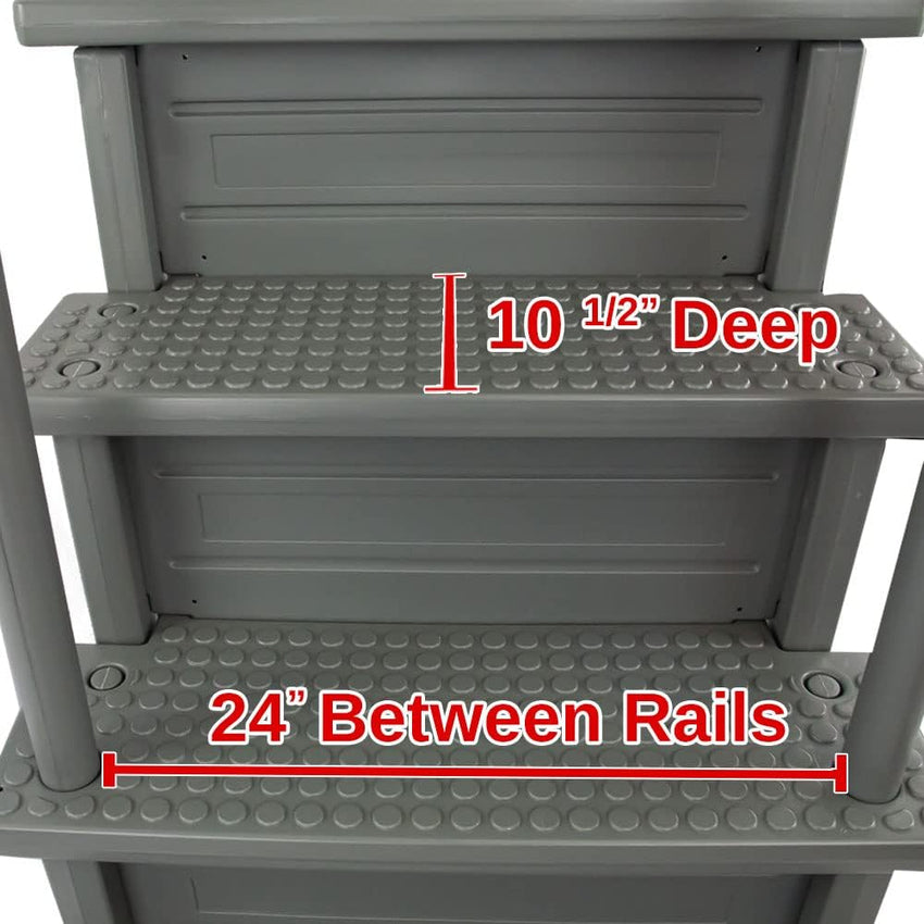 Select Anti-Slip in-Pool Steps | Gray | for Above Ground Swimming Pools | Can Mount to Decks 48 to 54 H | Safety Stairs Capacity Up to 300 lbs