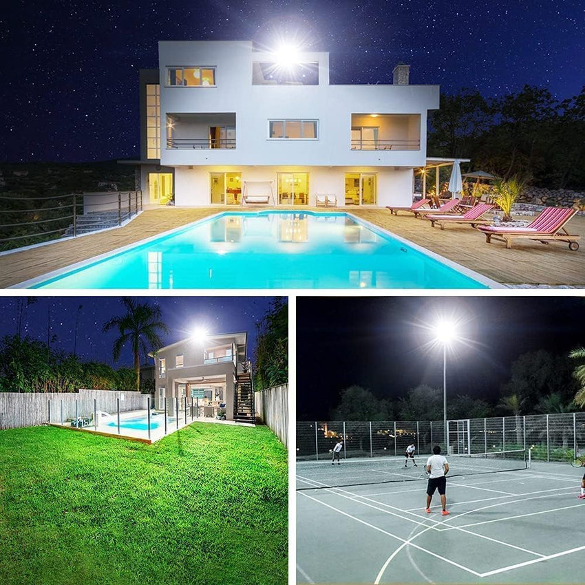 3 Pack 200W LED Flood Light.Super Bright Exterior Security Lights With Plug.IP66 Waterproof Outdoor Flood Light. 22800lm 5000K Daylight White Floodlight for Yard. Garden.Basketball Court. Arena