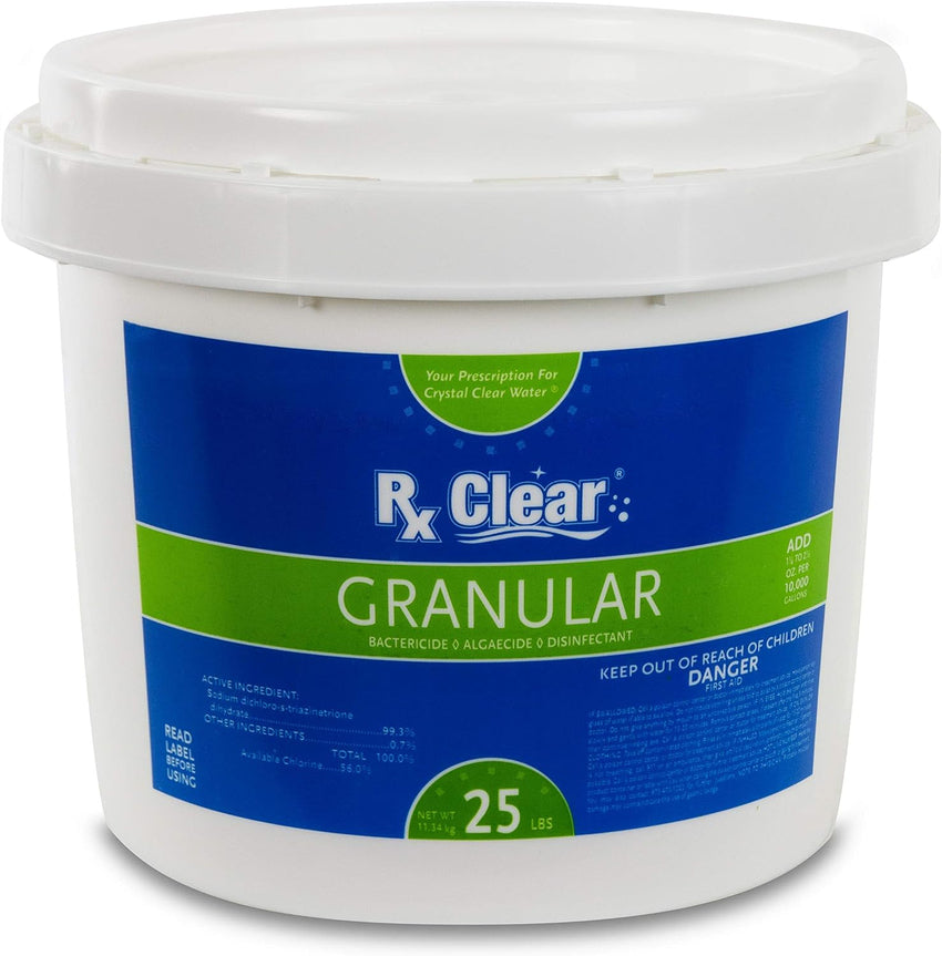 Clear Stabilized Granular Chlorine | One 50-Pound Bucket | Use As Bactericide. Algaecide. and Disinfectant in Swimming Pools and Spas | Fast Dissolving and UV Protected