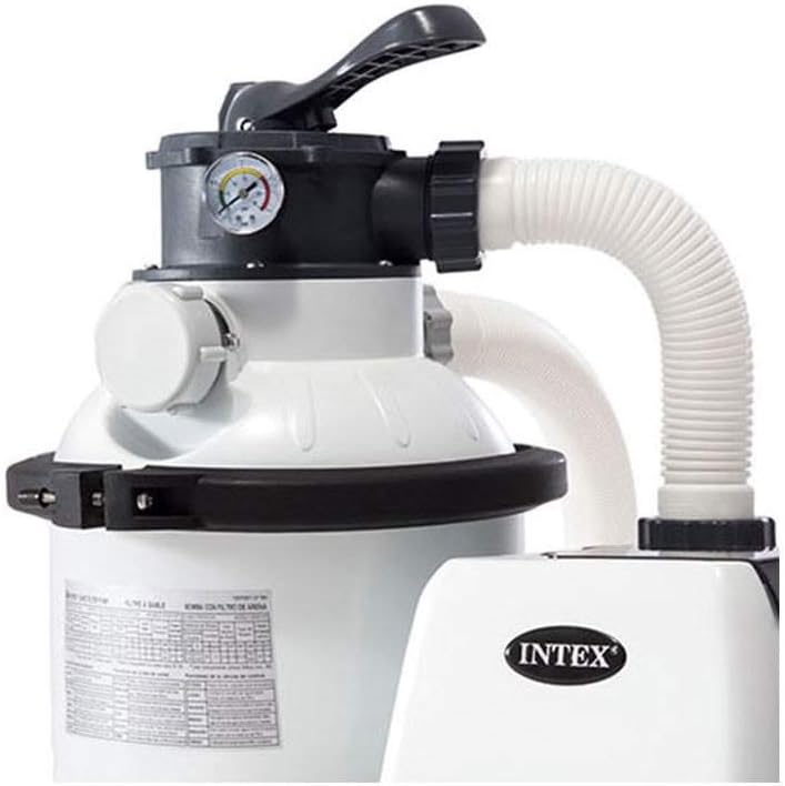 Intex 26651EG Krystal Clear 16 Inch 3.000 GPH Above Ground Pool Sand Filter Pump with Automatic Timer. GFCI. and 6 Function Control. Gray