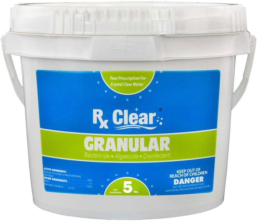 Clear Stabilized Granular Chlorine | One 50-Pound Bucket | Use As Bactericide. Algaecide. and Disinfectant in Swimming Pools and Spas | Fast Dissolving and UV Protected