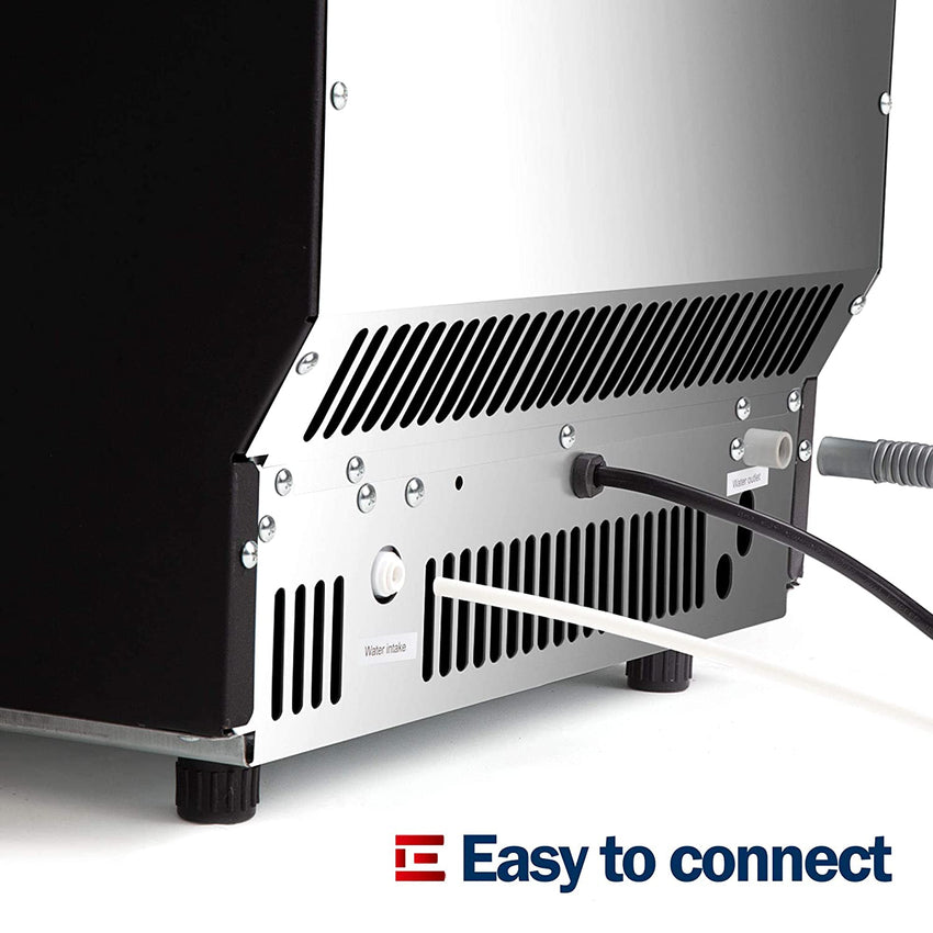Euhomy Commercial Ice Machine. 2 Way Water Supply 100lbs/24H Stainless Steel Under Counter ice Machine with 33lbs Capacity