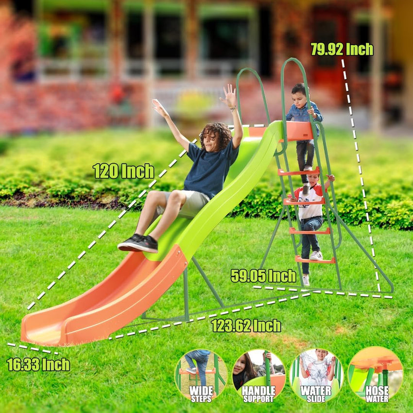 Outdoor Play Set Kids Slide: 10 ft Freestanding Climber. Swingsets. Playground Jungle Gyms Kids Love – Above Ground Pool Slide for Summer Backyard