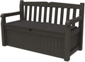 Keter Solana 70 Gallon Storage Bench Deck Box for Patio Furniture. Front Porch Decor and Outdoor Seating – Perfect to Store Garden Tools and Pool Toys. Brown