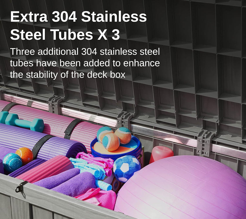 230 Gallon Deck Box. Outdoor Storage Box with Padlock