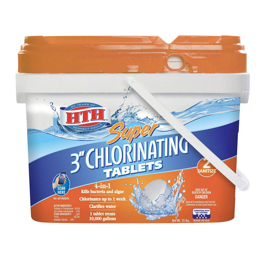 HTH 42034 Super 3′′ Chlorinating Tablets for Swimming Pools. 25 lbs