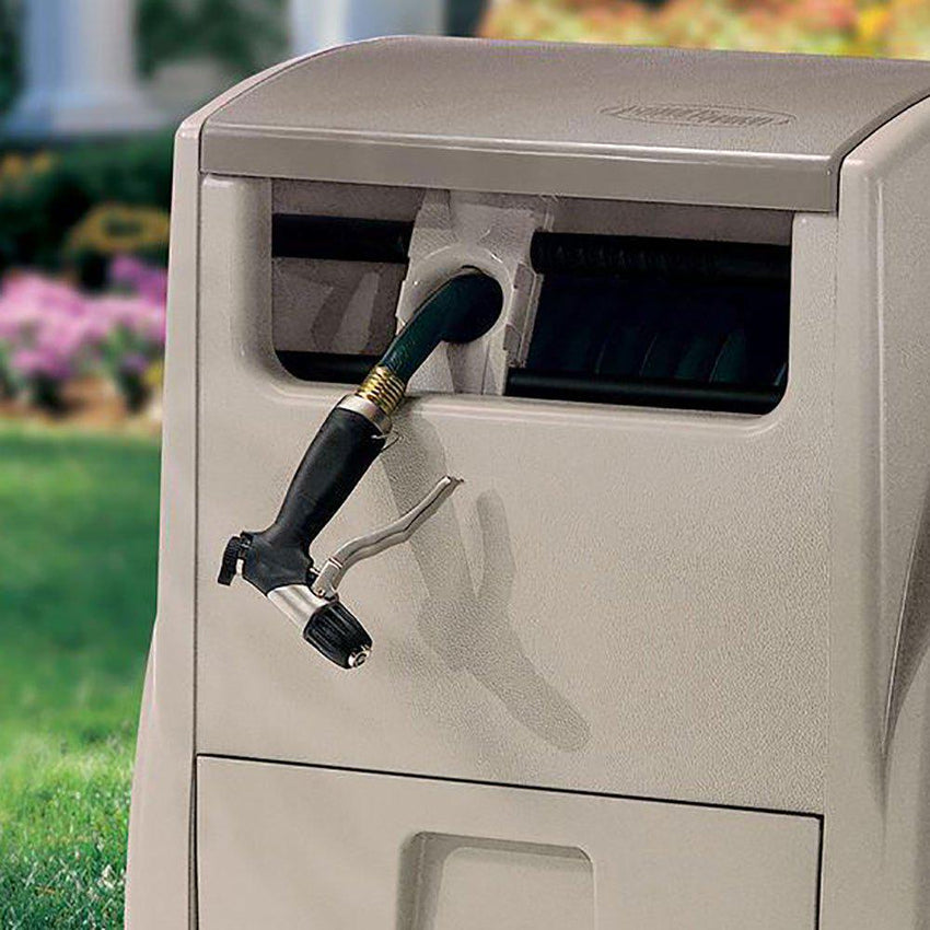 Suncast 100 ft. Powerwind Auto Power Rewind Hose Reel. Light Taupe