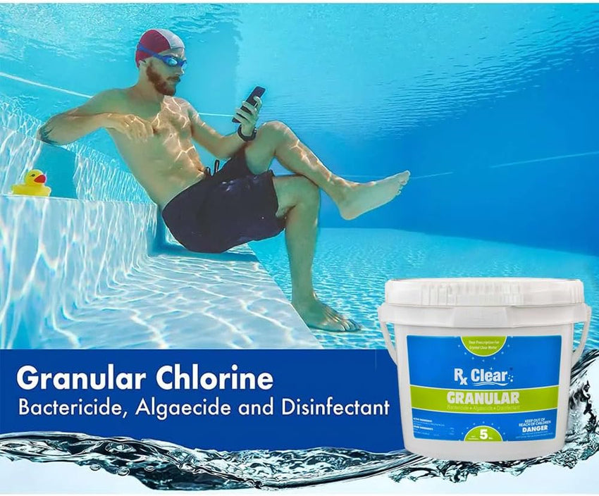 Clear Stabilized Granular Chlorine | One 50-Pound Bucket | Use As Bactericide. Algaecide. and Disinfectant in Swimming Pools and Spas | Fast Dissolving and UV Protected