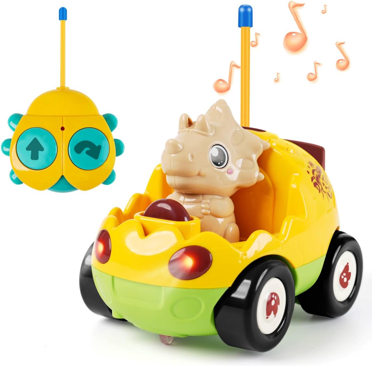 QPOU 2-Pack Remote Control Dinosaur Toy Car for Kids