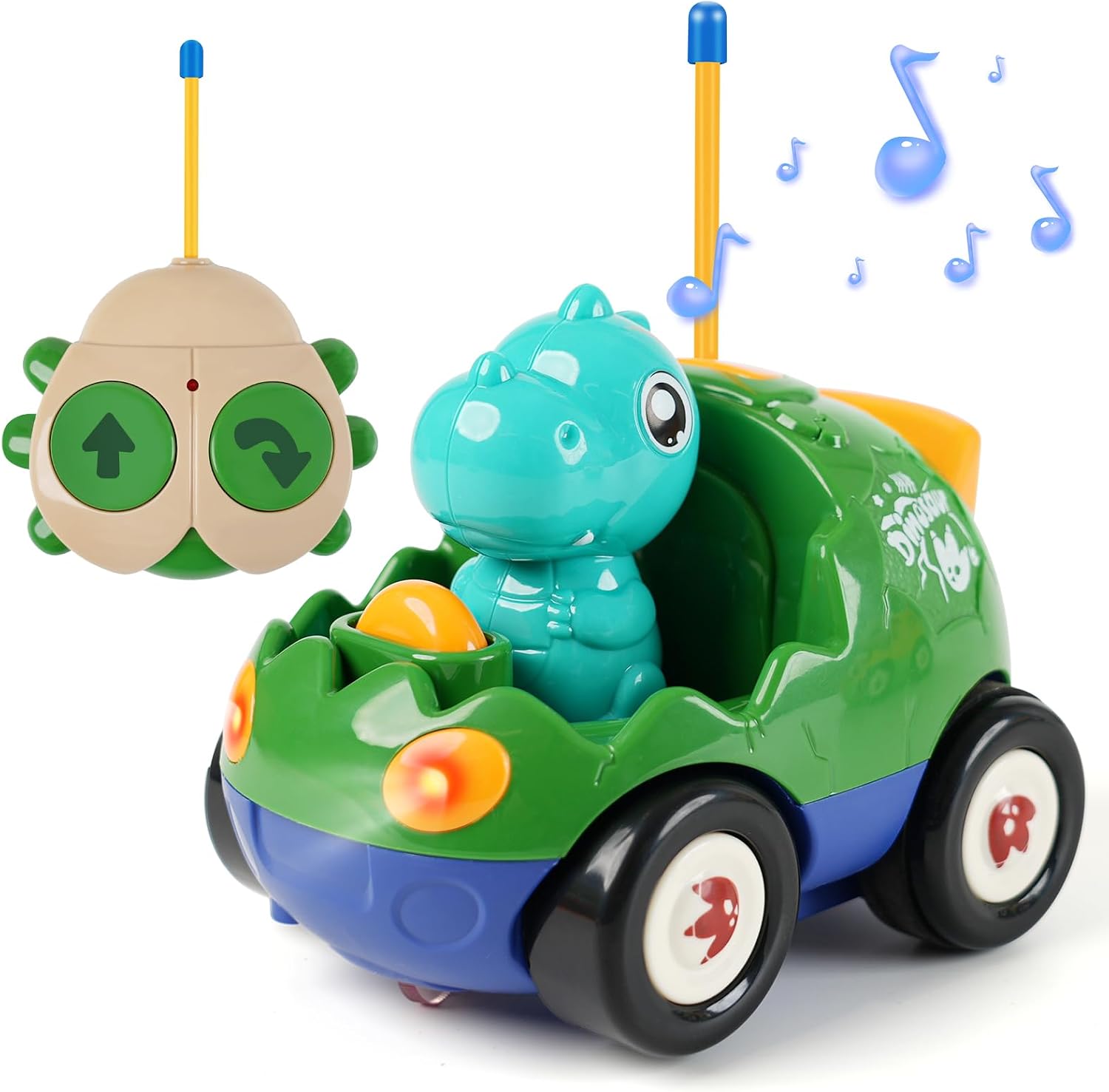 QPOU 2-Pack Remote Control Dinosaur Toy Car for Kids