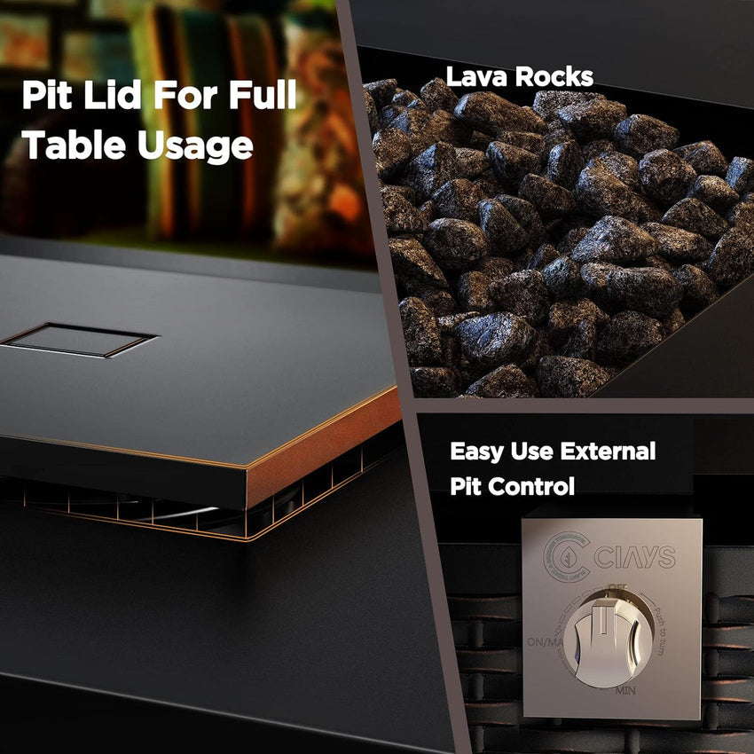 Gas Fire Pit Table. 50.000 BTU Outdoor Propane Fire Pit