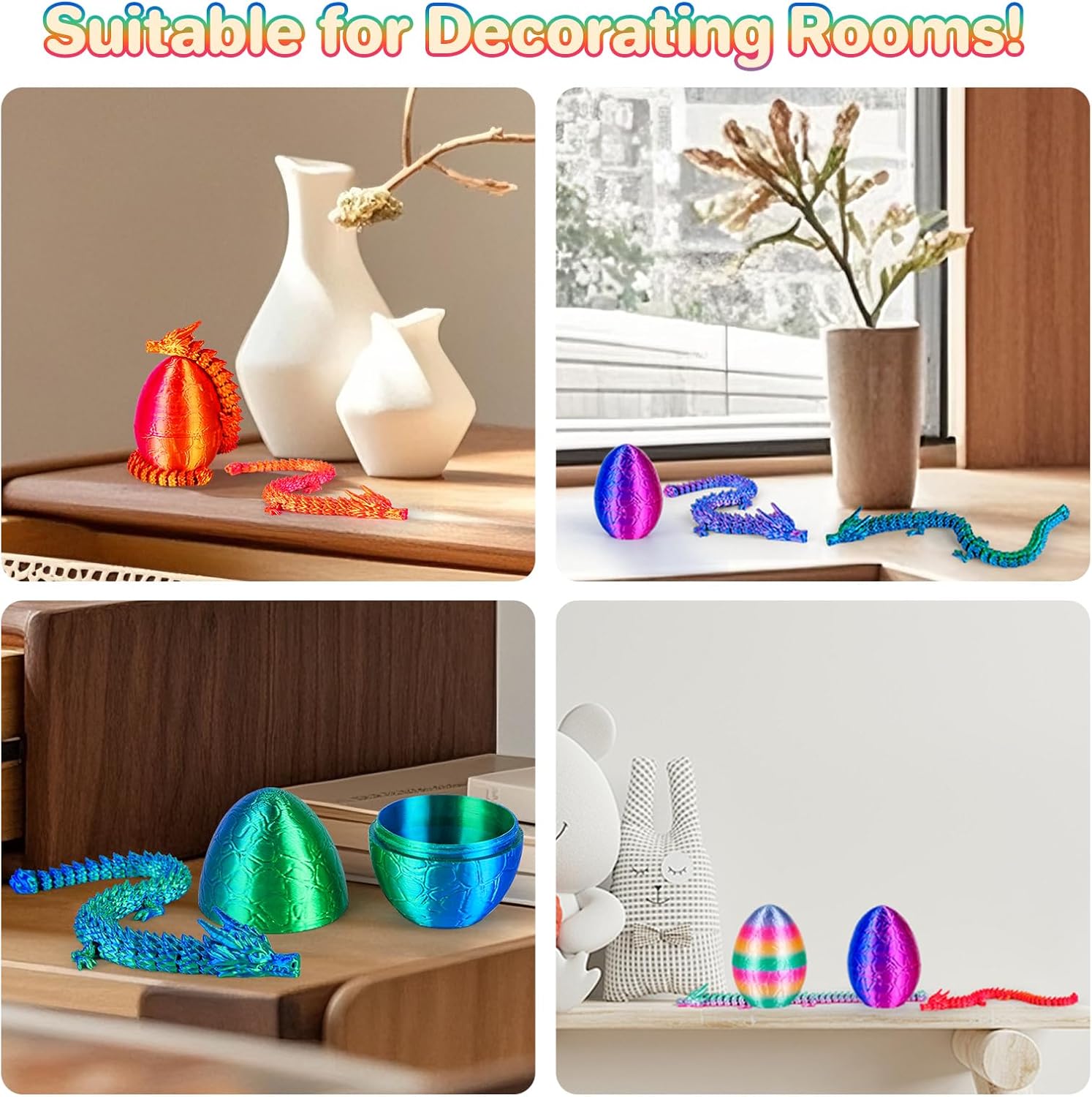 4Pcs 3D Printed Dragon Eggs with Articulated Dragon Inside
