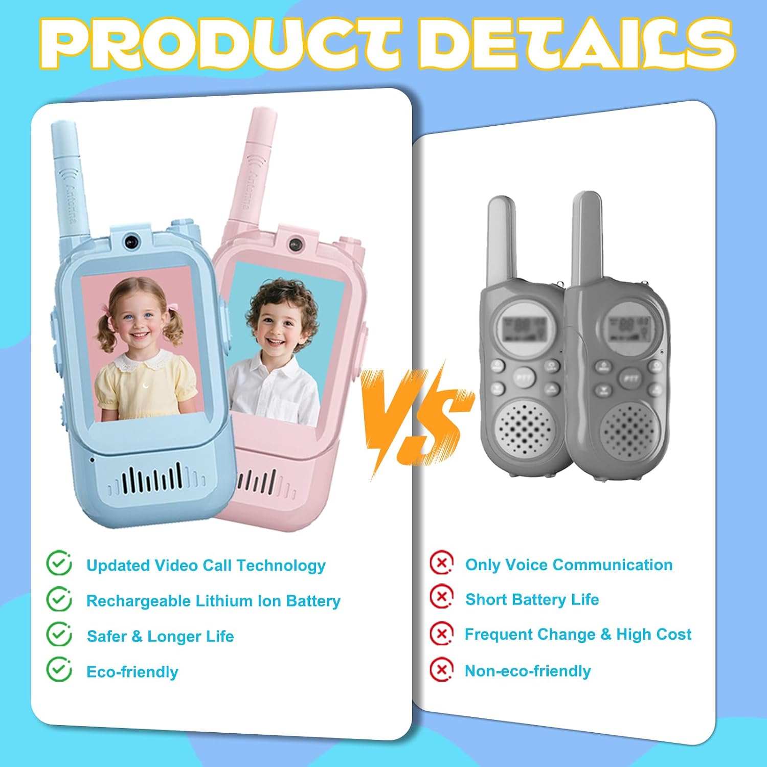 Video Walkie Talkies Gift Toys for Age 3-12 Boys Girls
