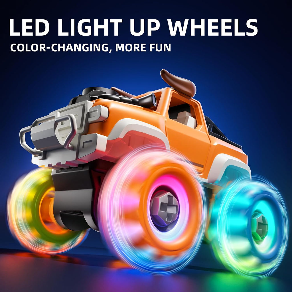 OMAKCOO 3 Pack Monster Truck Toys with Light Up Wheels. Take Apart Car Toys for Toddlers Kids Boys Age 3 4 5 6 7 8 Years Old : Toys & Games