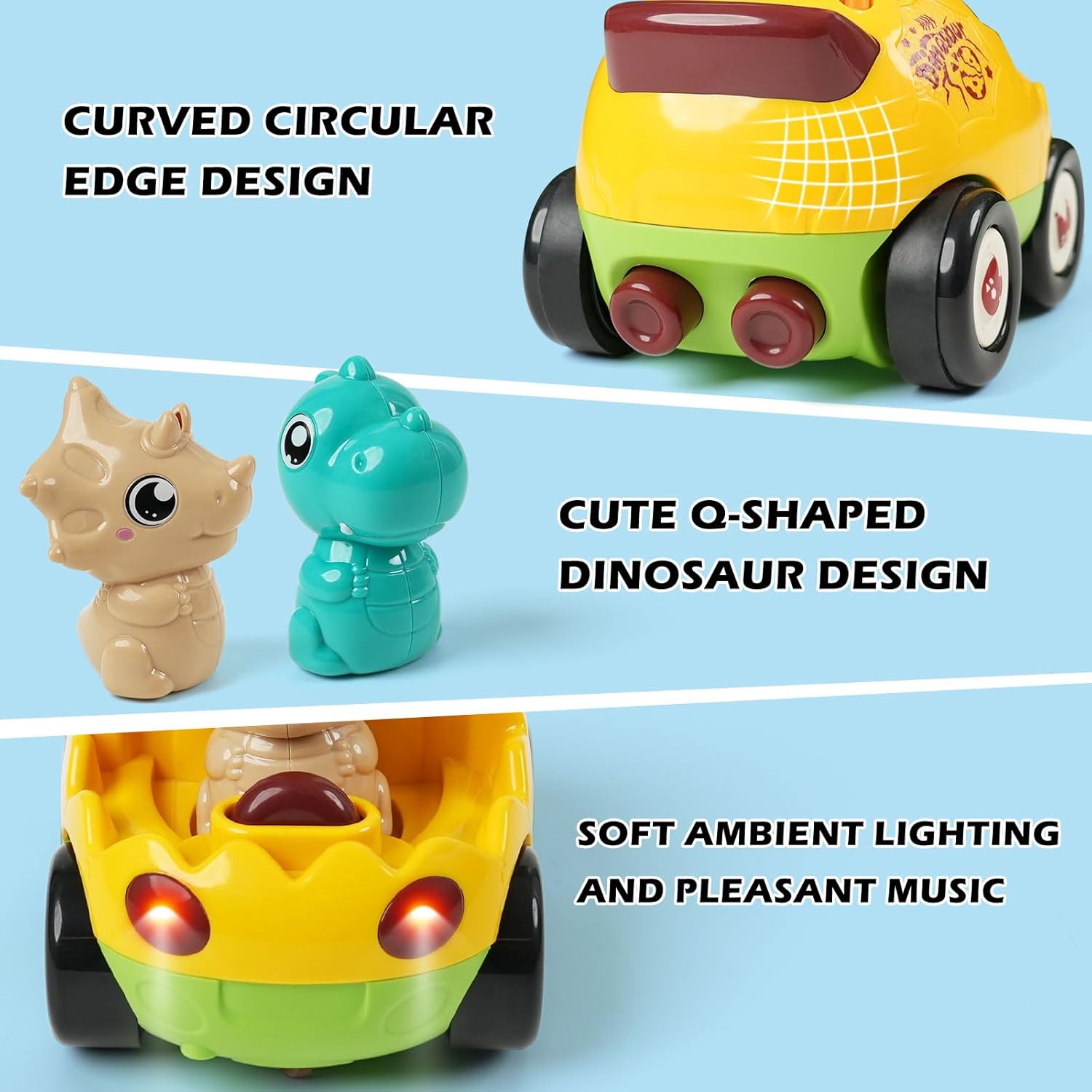 QPOU 2-Pack Remote Control Dinosaur Toy Car for Kids