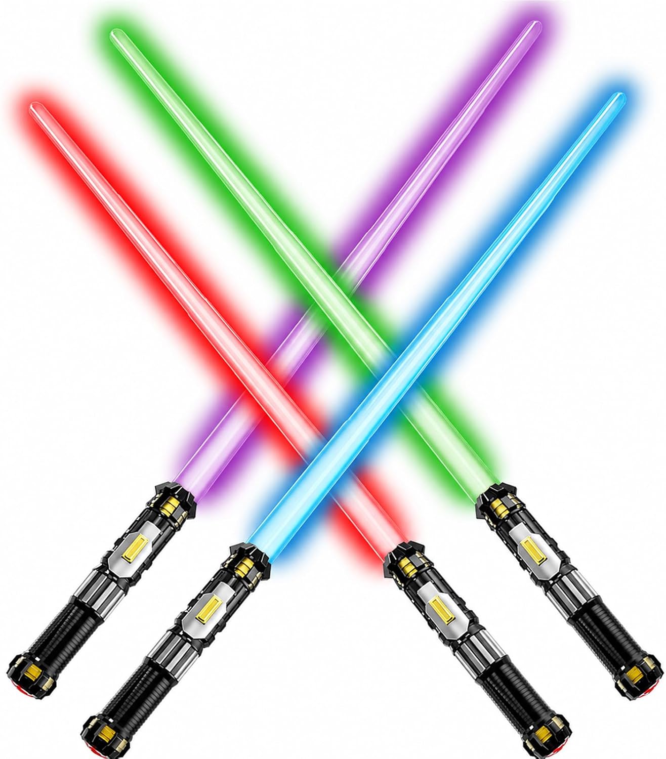 Cawiew 4 Pack Light up Sword with FX Sound (on-Off Control) and Full Retractable Handle. 4 Colors LED Glow in The Dark Toy for Kids Adult : Clothing. Shoes & Jewelry