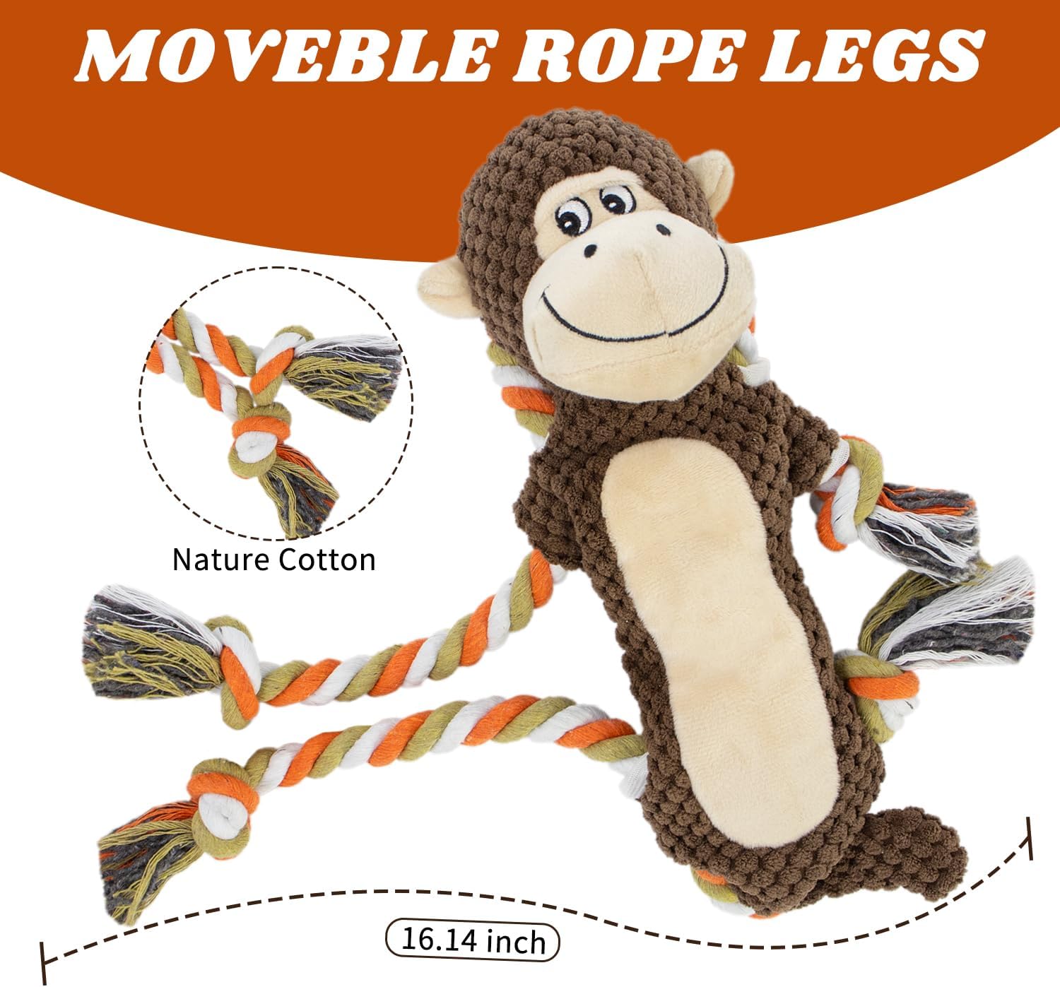 Pet Supplies : CneeeeeB Squeaky Monkey Dog Toy for Large Dogs