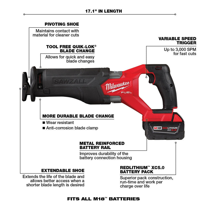 18V M18 FUEL Lithium-Ion Brushless Cordless 7-Tool Combo Kit 5.0 Ah