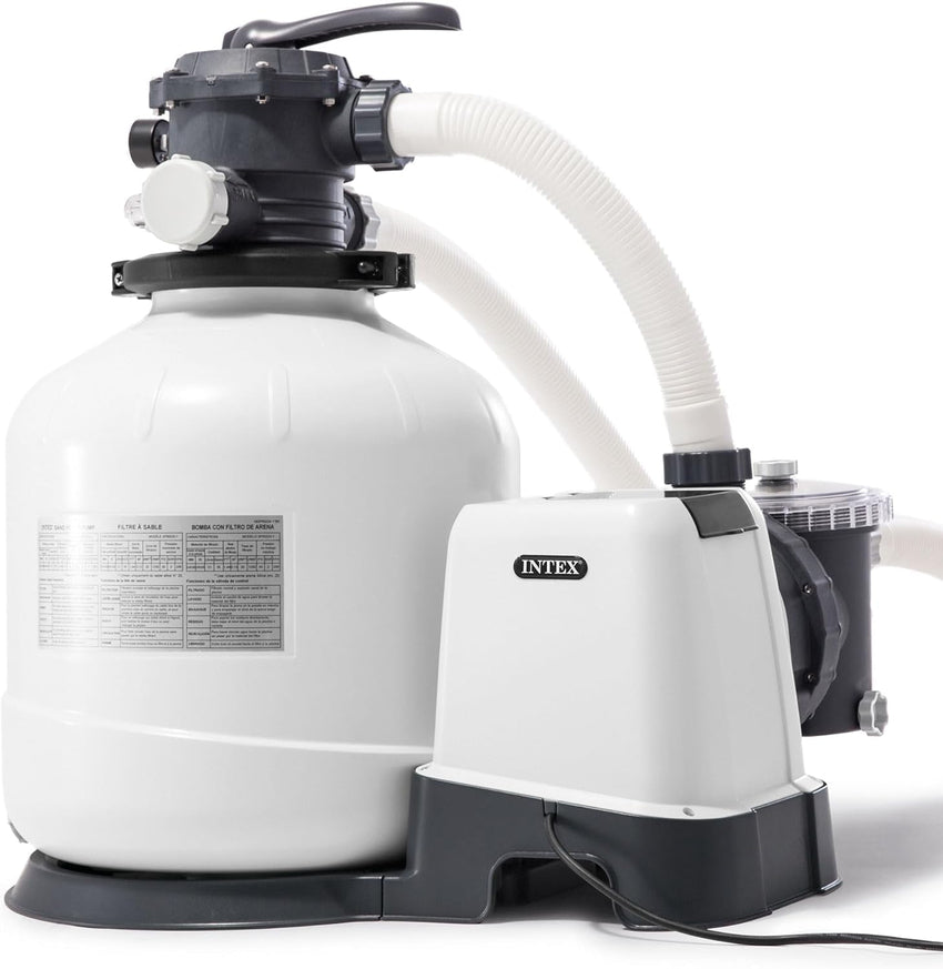 Intex 26651EG Krystal Clear 16 Inch 3.000 GPH Above Ground Pool Sand Filter Pump with Automatic Timer. GFCI. and 6 Function Control. Gray