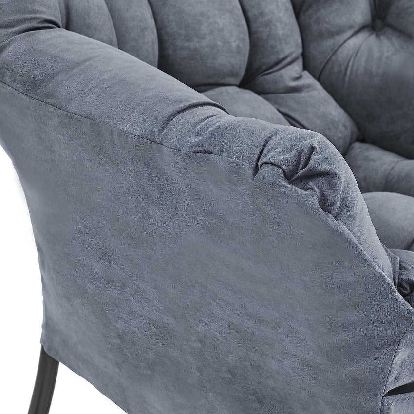 Living and More High Back Sofa Chair. Modern Fabric Lazy Chair. Accent Contemporary Lounge Chair. Cool Grey