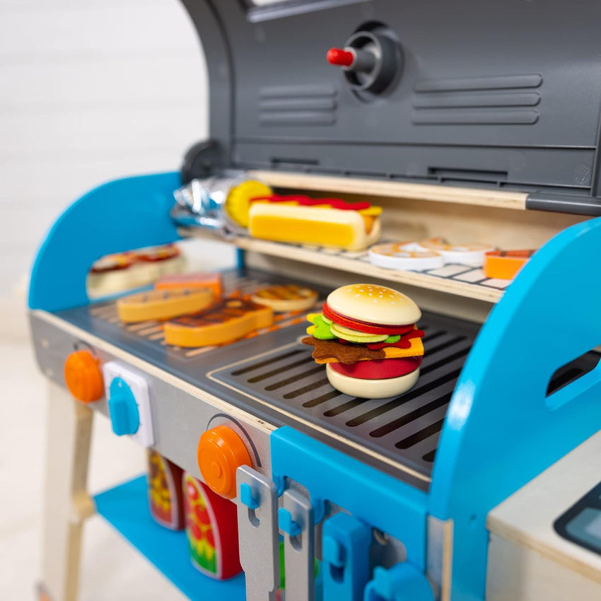 Wooden Luxury Grill. Smoker and Pizza Oven Toy Food Toy for Kids Pretend Cooking