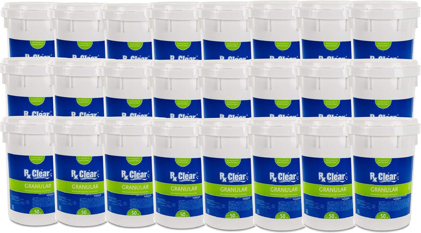 Clear Stabilized Granular Chlorine | One 50-Pound Bucket | Use As Bactericide. Algaecide. and Disinfectant in Swimming Pools and Spas | Fast Dissolving and UV Protected