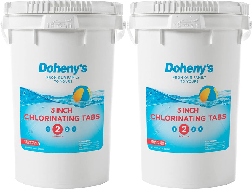 Doheny's 3 Inch Stabilized Chlorine Tablets | Pro-Grade Pool Sanitizer. Long Lasting. Slow Dissolving. 99% Pure Tri-Chlor. Individually Wrapped - 50lb