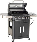 Burner Gas grill with side burner and enameled cast iron grille 42.000BTU outdoor cooking stainless steel propane grill Garden grill. silver