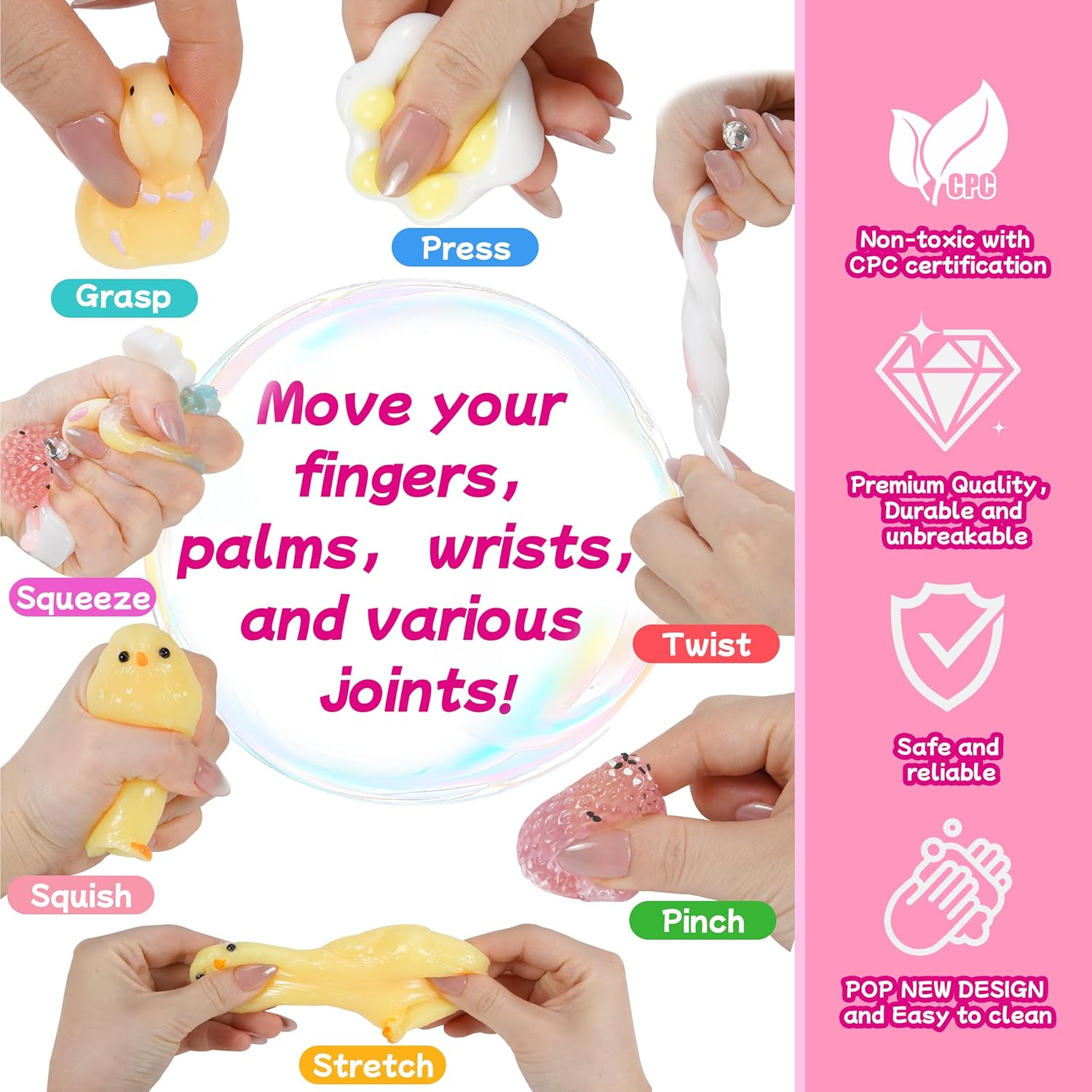 10 Pack Taba Squishy Toys kit with Toy Box & Cute Stickers