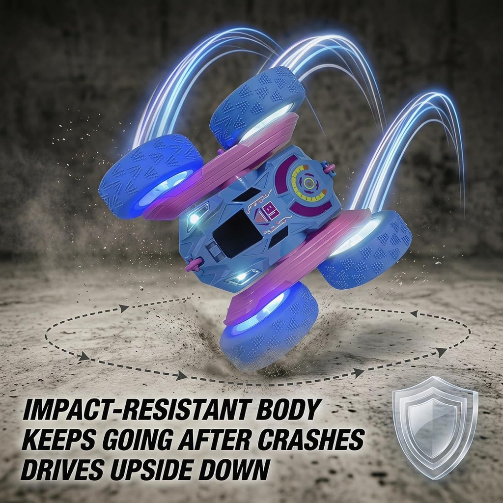 2.4GHz RC Stunt Car with LED Wheels 4WD Double Sided