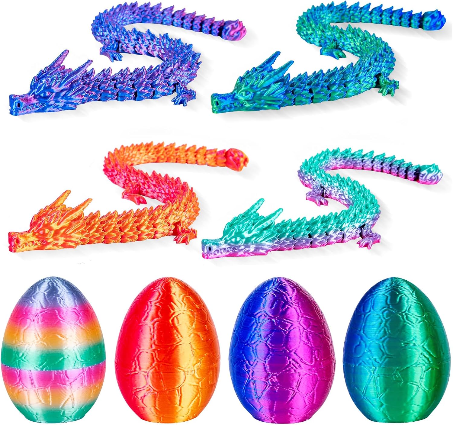 4Pcs 3D Printed Dragon Eggs with Articulated Dragon Inside