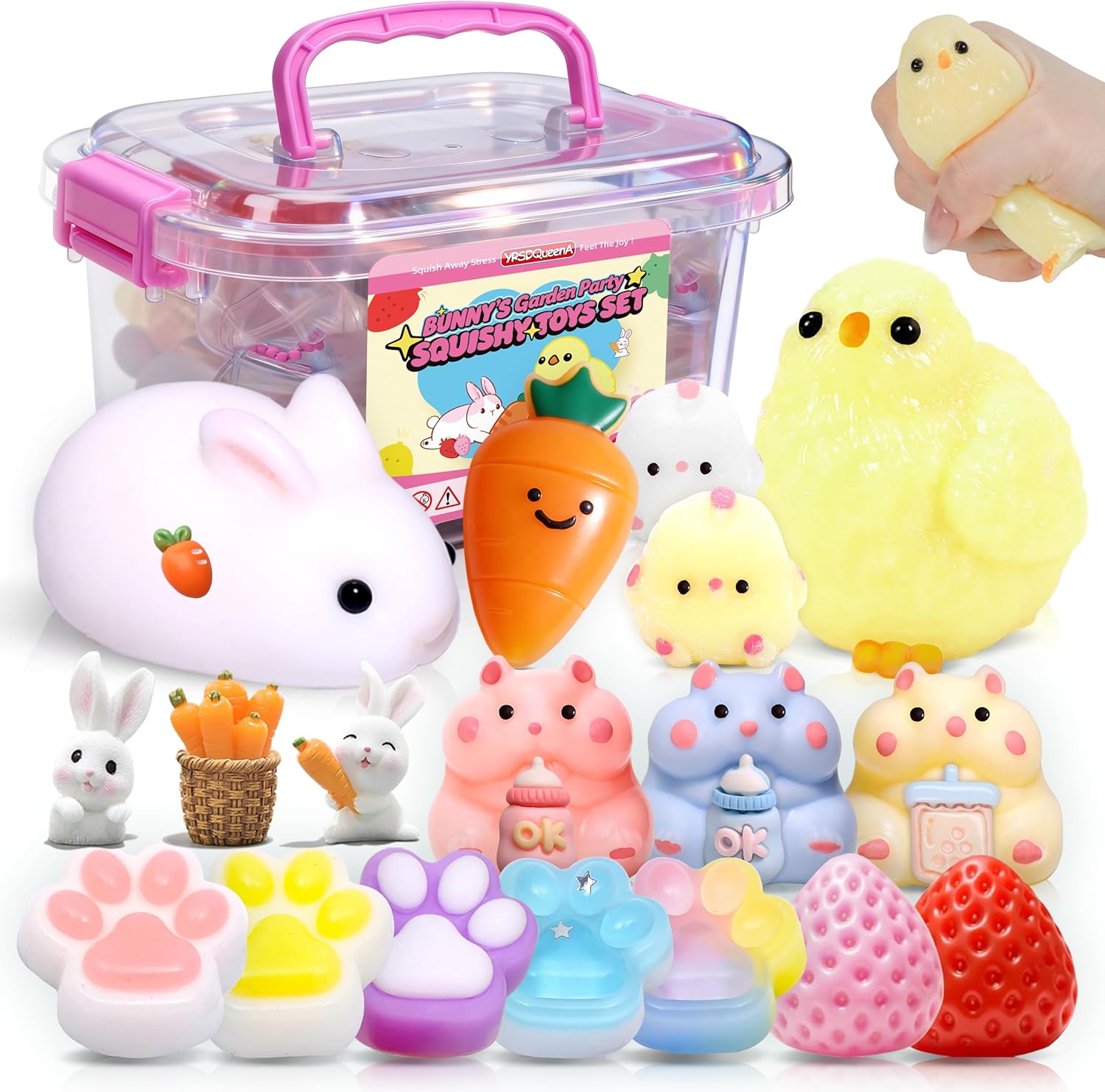 10 Pack Taba Squishy Toys kit with Toy Box & Cute Stickers