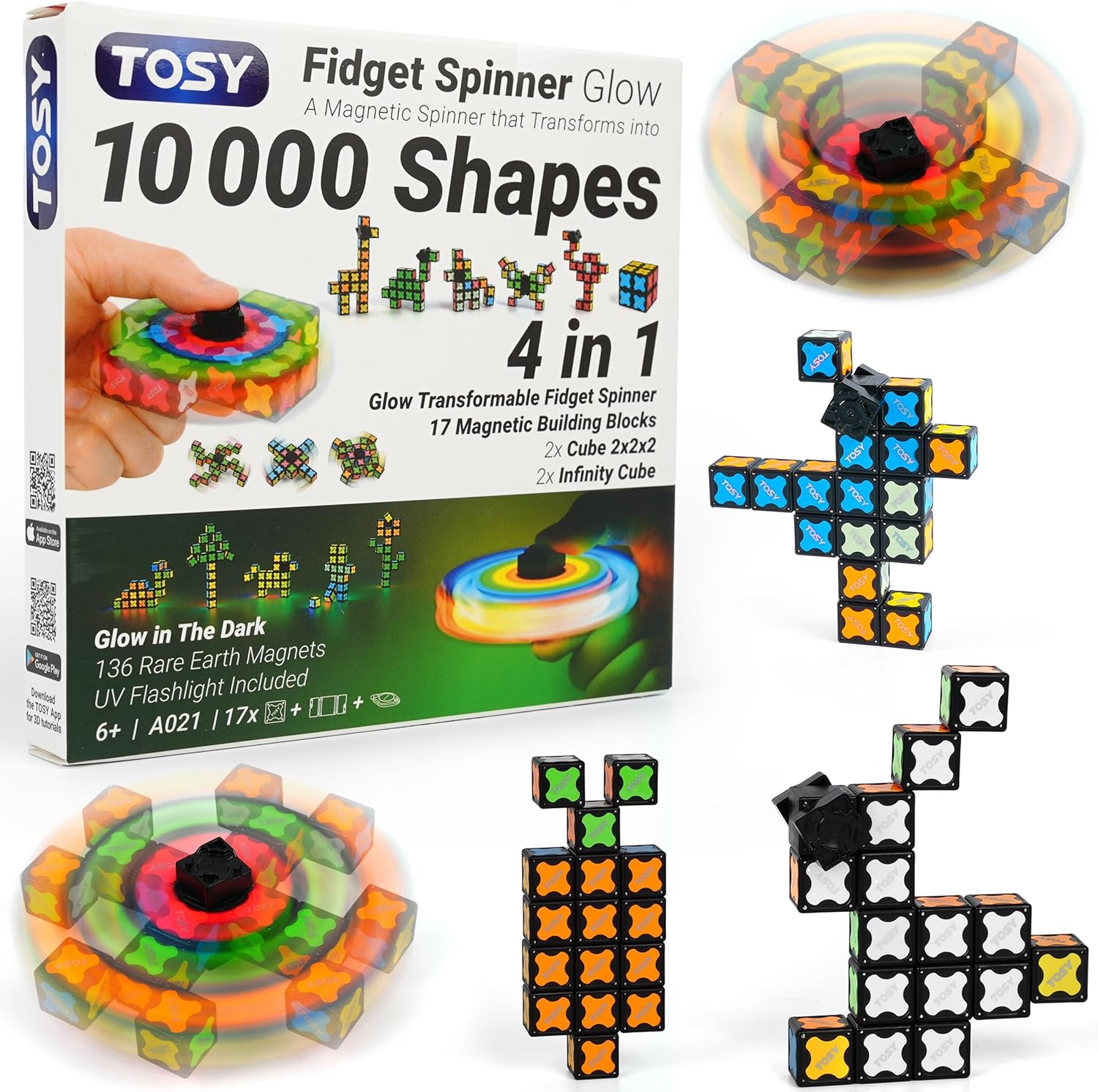 TOSY Magnet Fidget Spinner Mini - 8 Blocks. 3 in 1 Toy: Transformable Fidget Spinner. Infinity Cube. 2x2 Puzzle Cube. Easter Basket Stuffers for Kids/Adults. STEM Sensory Stress Relief Toy : Toys & Games