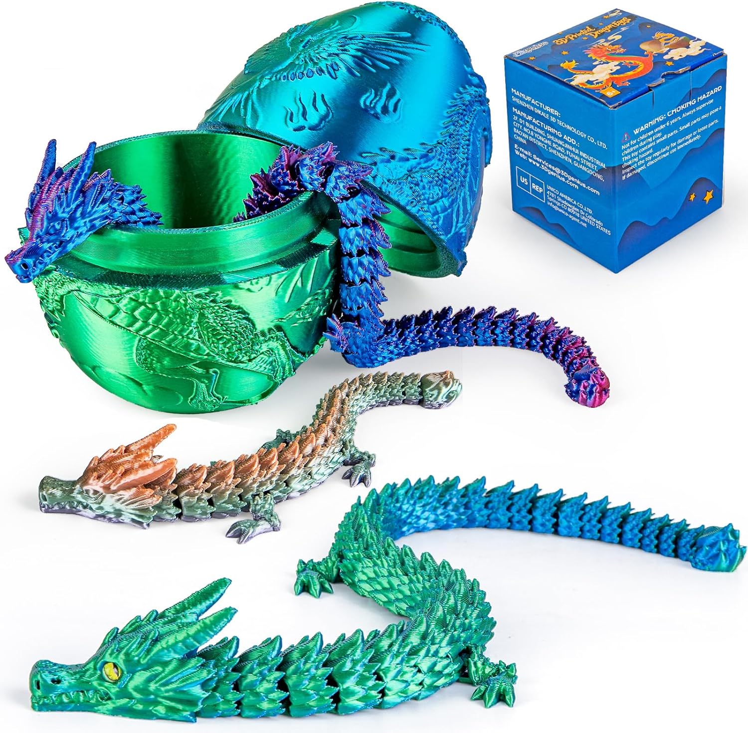 4Pcs 3D Printed Dragon Eggs with Articulated Dragon Inside