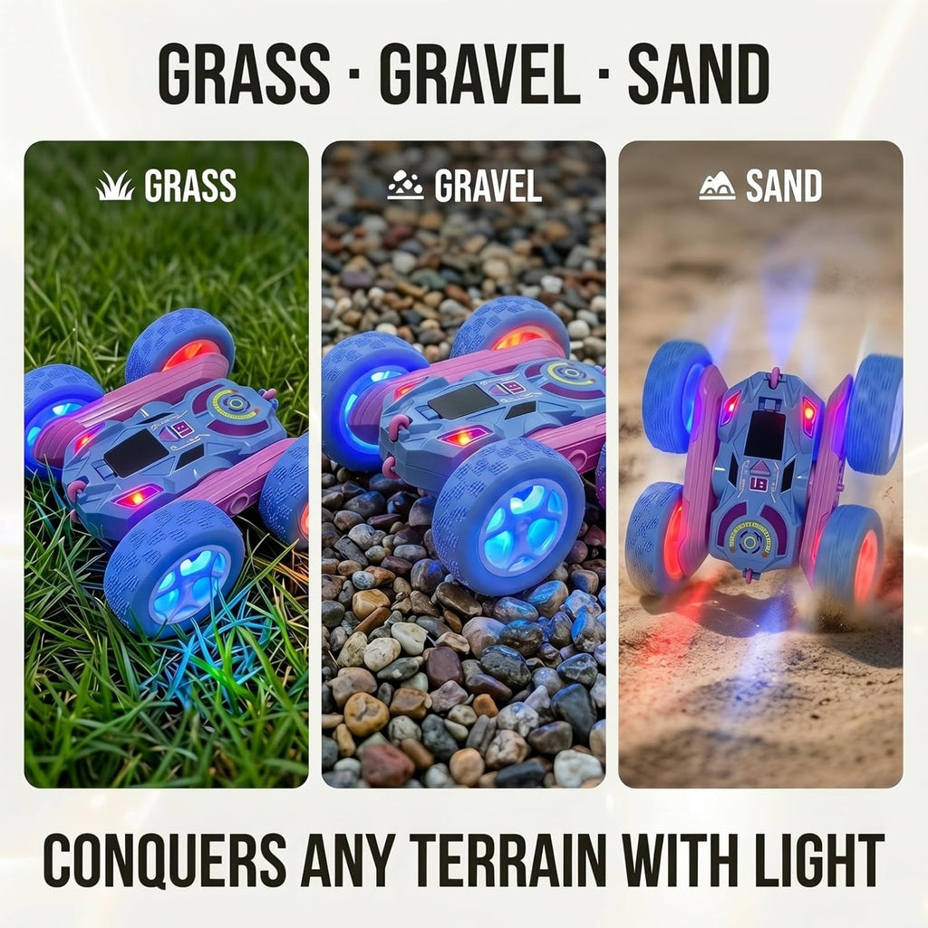 2.4GHz RC Stunt Car with LED Wheels 4WD Double Sided