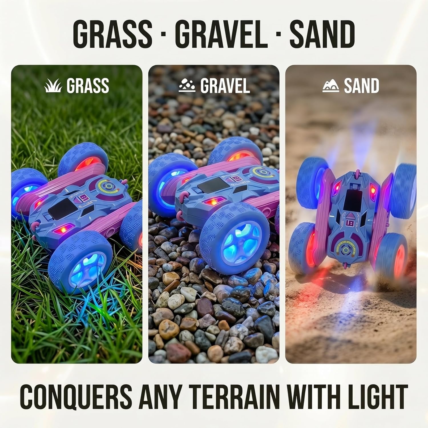 2.4GHz RC Stunt Car with LED Wheels 4WD Double Sided
