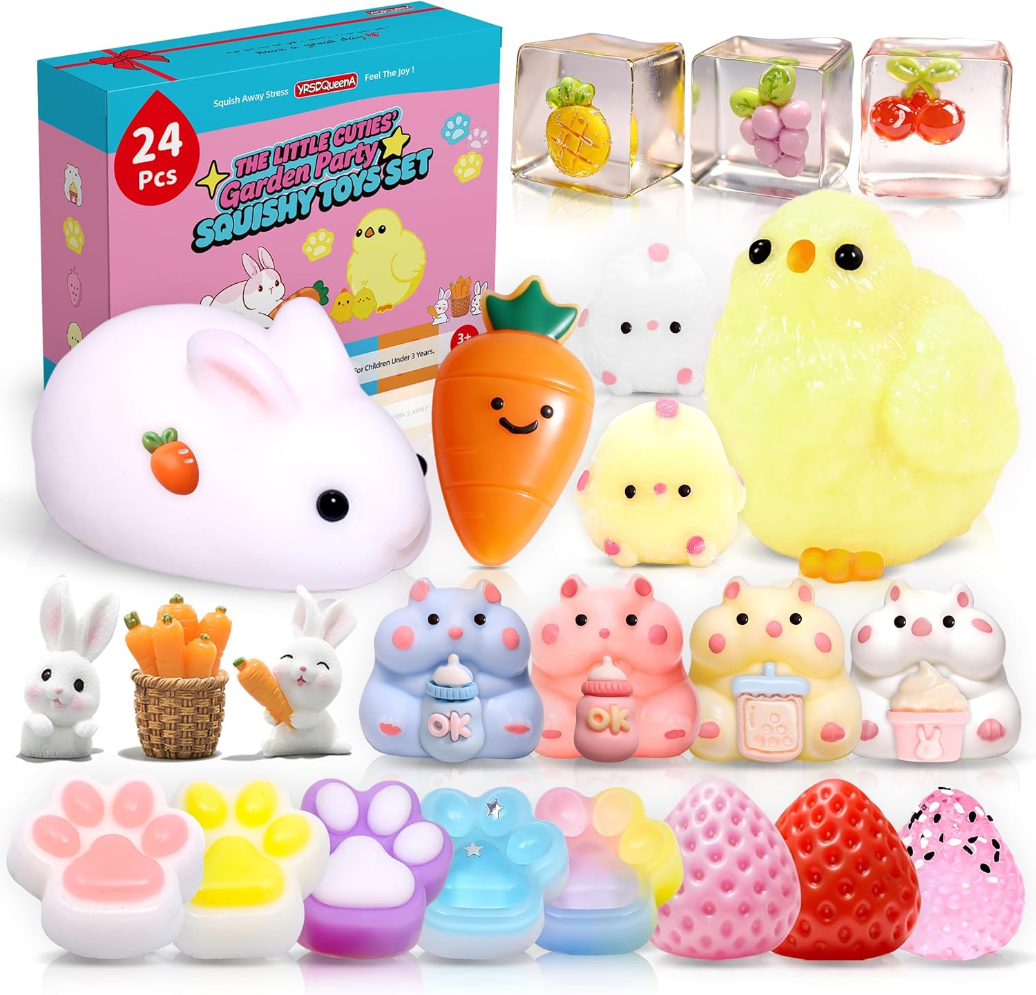 10 Pack Taba Squishy Toys kit with Toy Box & Cute Stickers