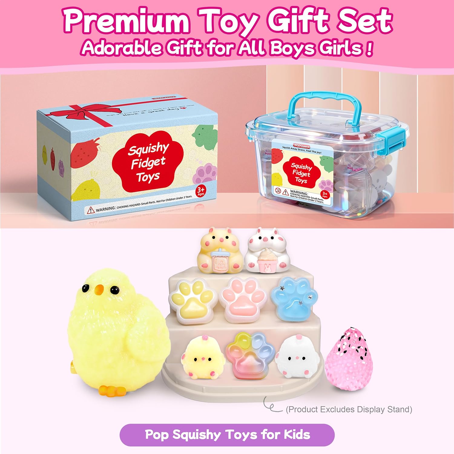 10 Pack Taba Squishy Toys kit with Toy Box & Cute Stickers