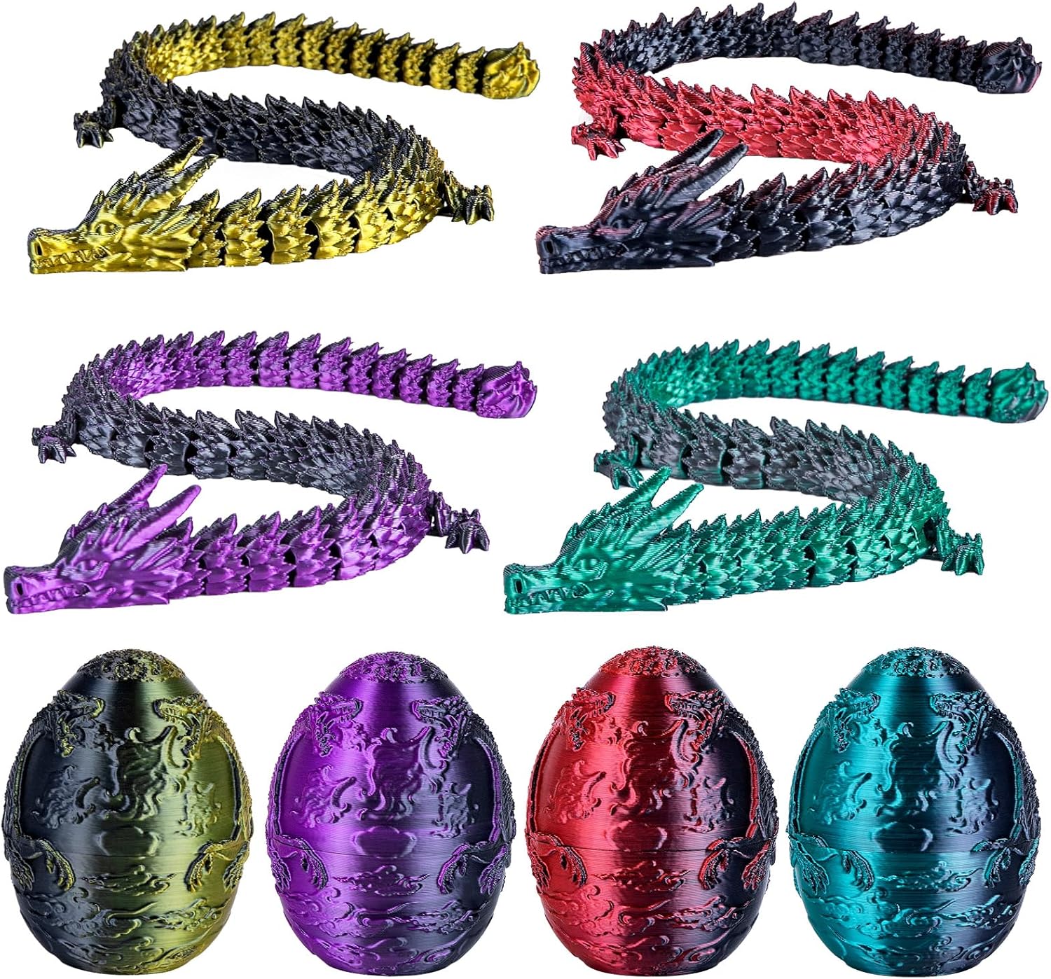 4Pcs 3D Printed Dragon Eggs with Articulated Dragon Inside