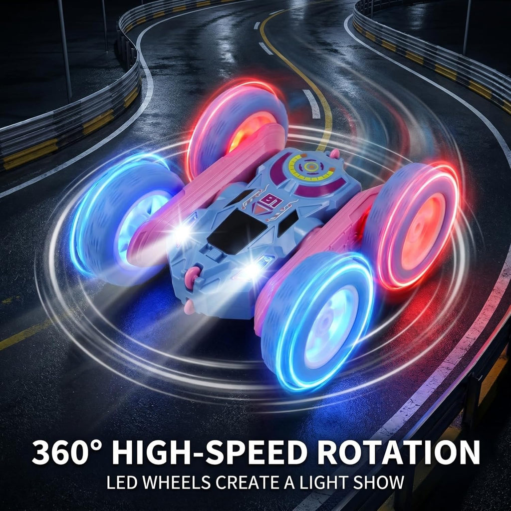 2.4GHz RC Stunt Car with LED Wheels 4WD Double Sided