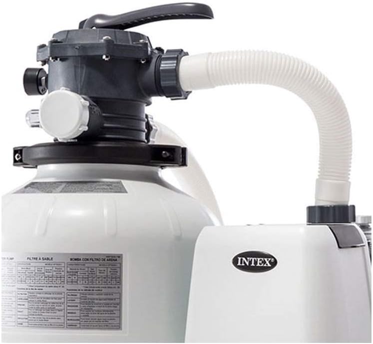Intex 26651EG Krystal Clear 16 Inch 3.000 GPH Above Ground Pool Sand Filter Pump with Automatic Timer. GFCI. and 6 Function Control. Gray
