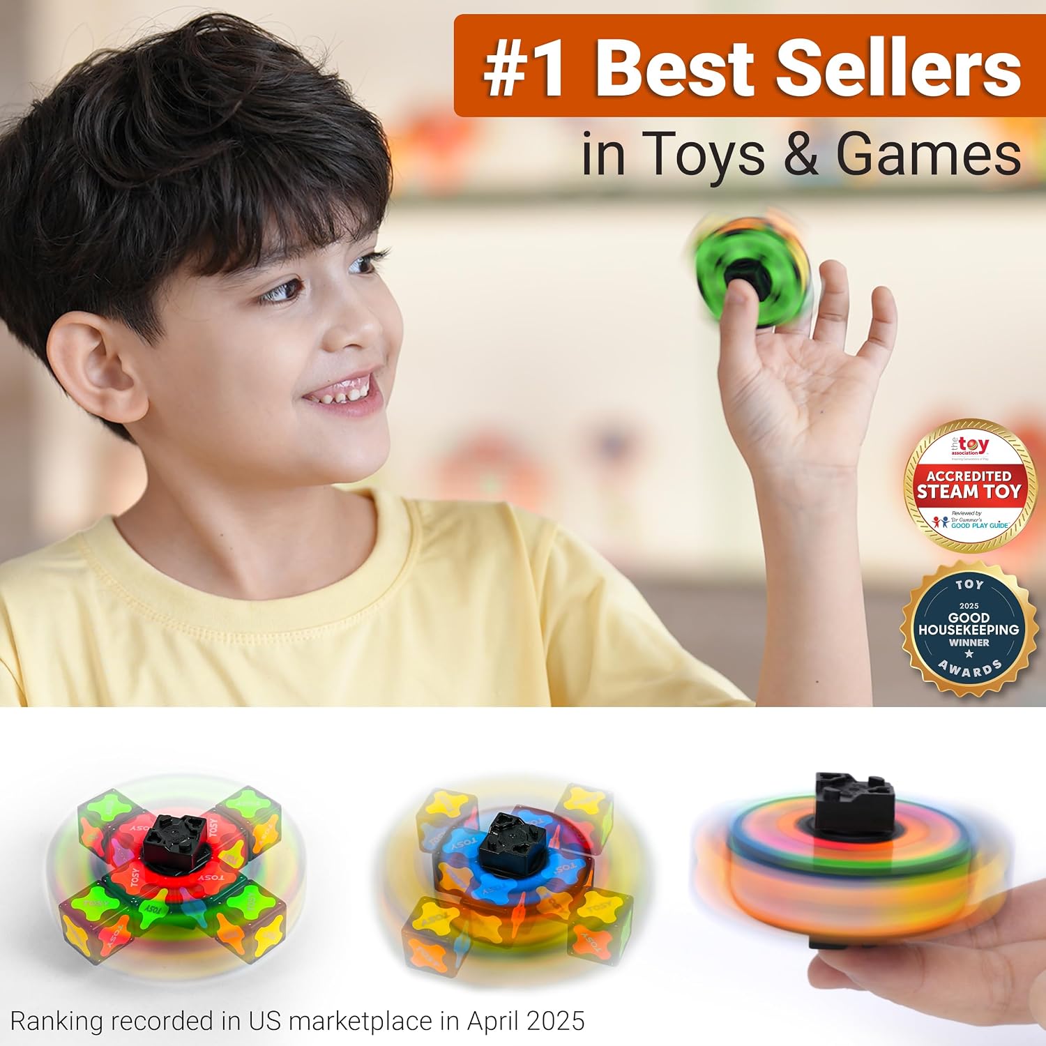 TOSY Magnet Fidget Spinner Mini - 8 Blocks. 3 in 1 Toy: Transformable Fidget Spinner. Infinity Cube. 2x2 Puzzle Cube. Easter Basket Stuffers for Kids/Adults. STEM Sensory Stress Relief Toy : Toys & Games