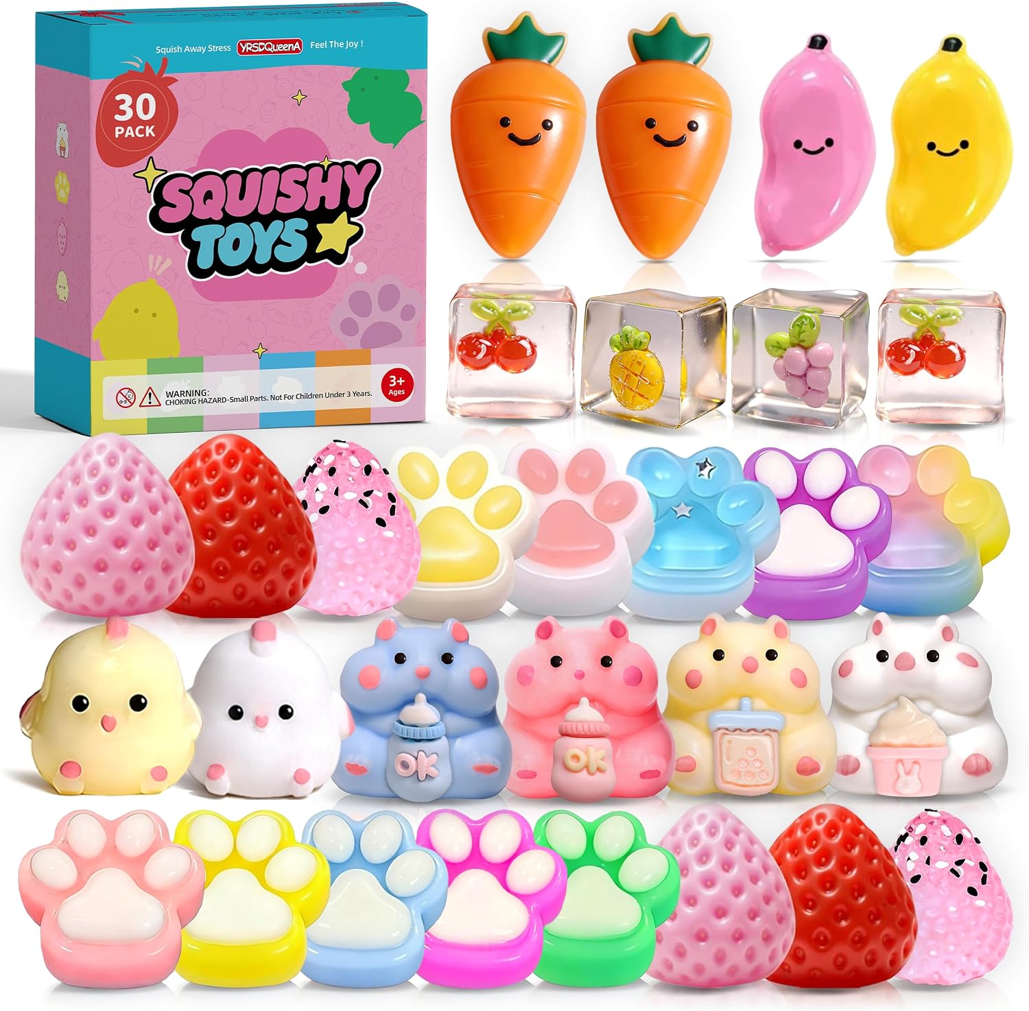 10 Pack Taba Squishy Toys kit with Toy Box & Cute Stickers