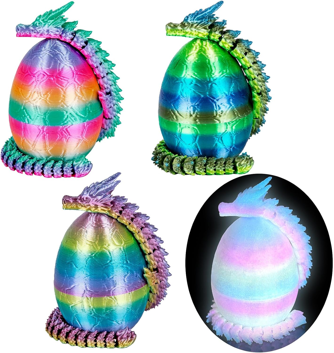 4Pcs 3D Printed Dragon Eggs with Articulated Dragon Inside
