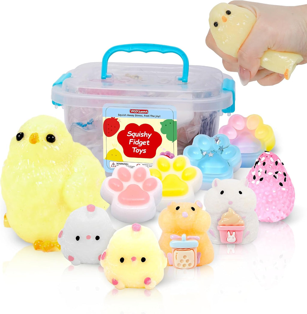 10 Pack Taba Squishy Toys kit with Toy Box & Cute Stickers