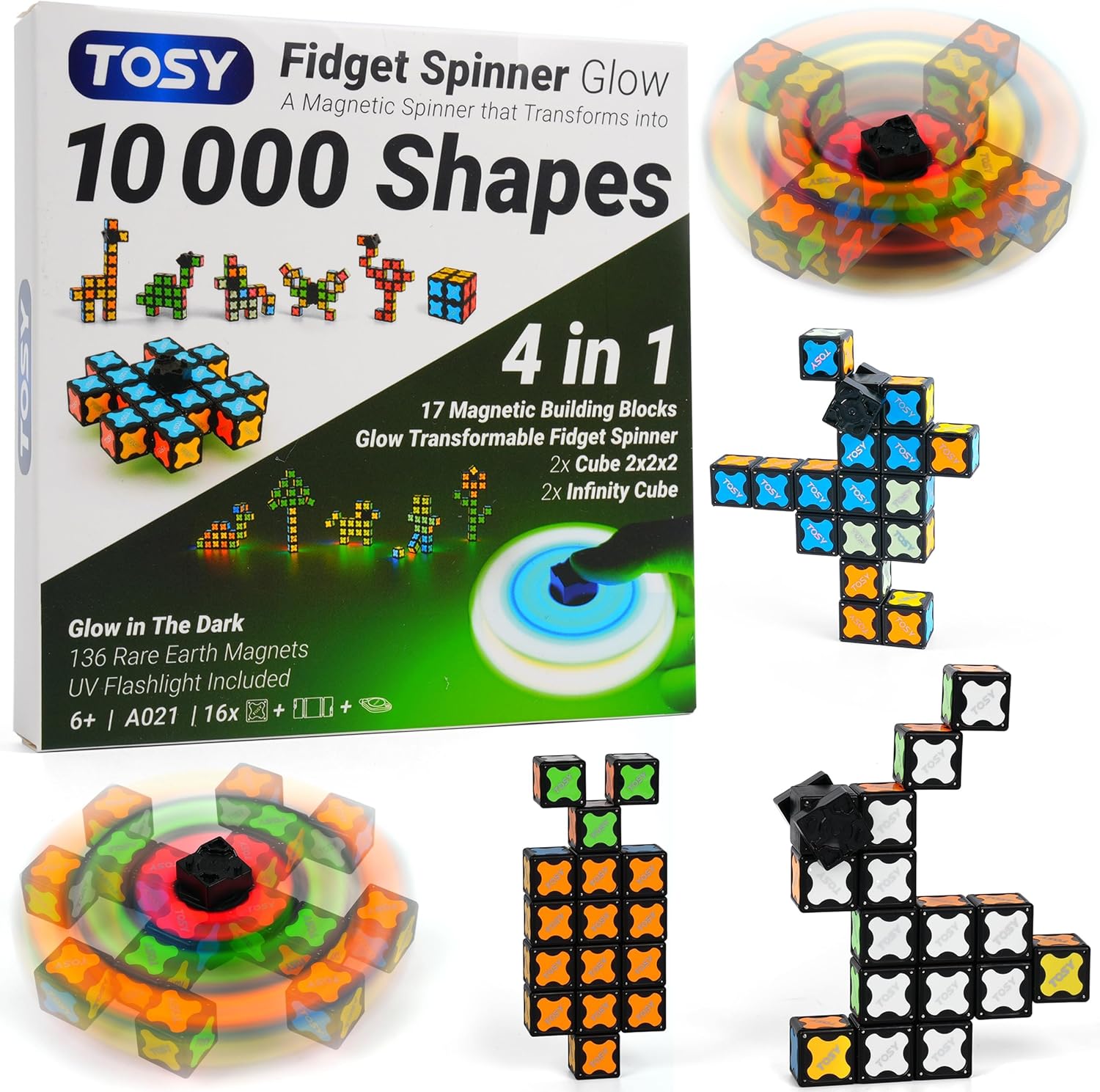 TOSY Magnet Fidget Spinner Mini - 8 Blocks. 3 in 1 Toy: Transformable Fidget Spinner. Infinity Cube. 2x2 Puzzle Cube. Easter Basket Stuffers for Kids/Adults. STEM Sensory Stress Relief Toy : Toys & Games