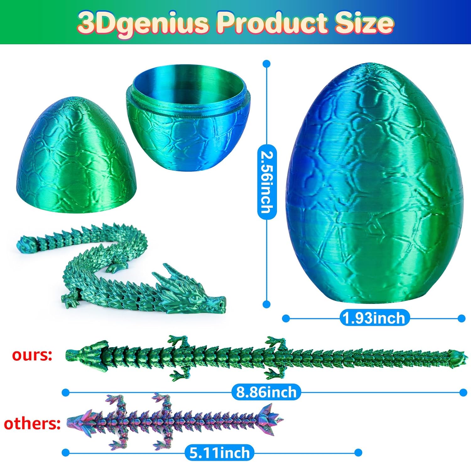 4Pcs 3D Printed Dragon Eggs with Articulated Dragon Inside