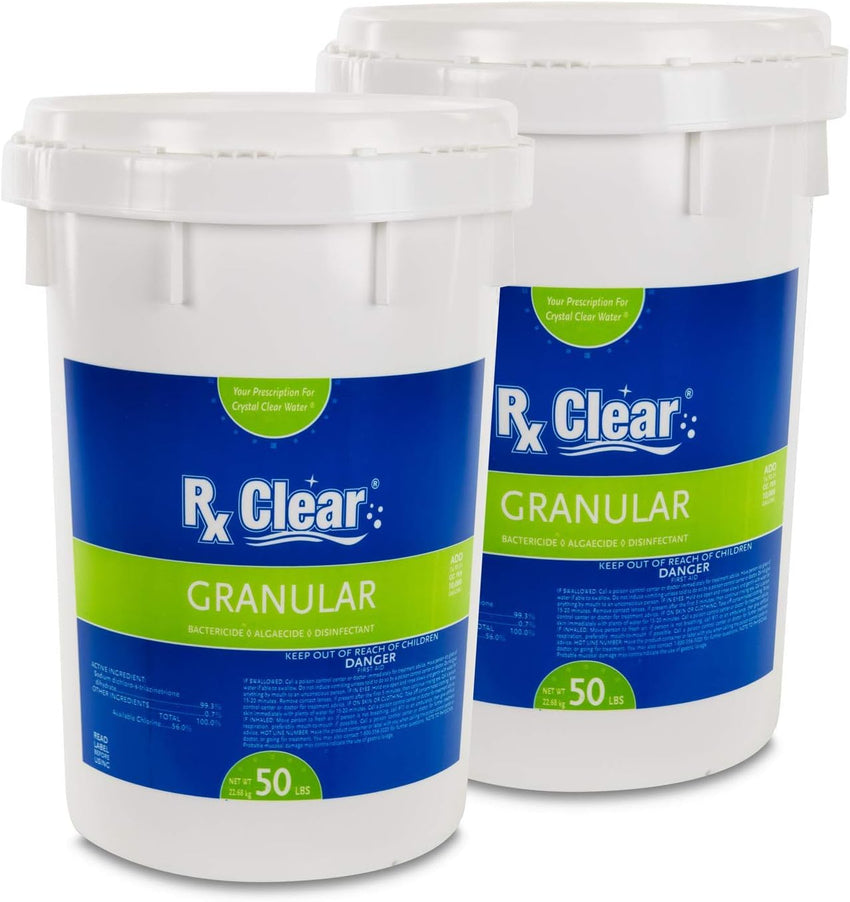 Clear Stabilized Granular Chlorine | One 50-Pound Bucket | Use As Bactericide. Algaecide. and Disinfectant in Swimming Pools and Spas | Fast Dissolving and UV Protected